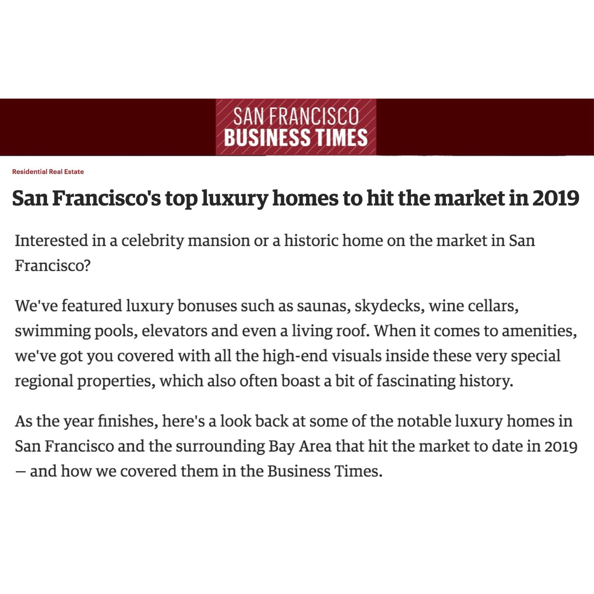 Luxury Homes to Hit the San Francisco Market