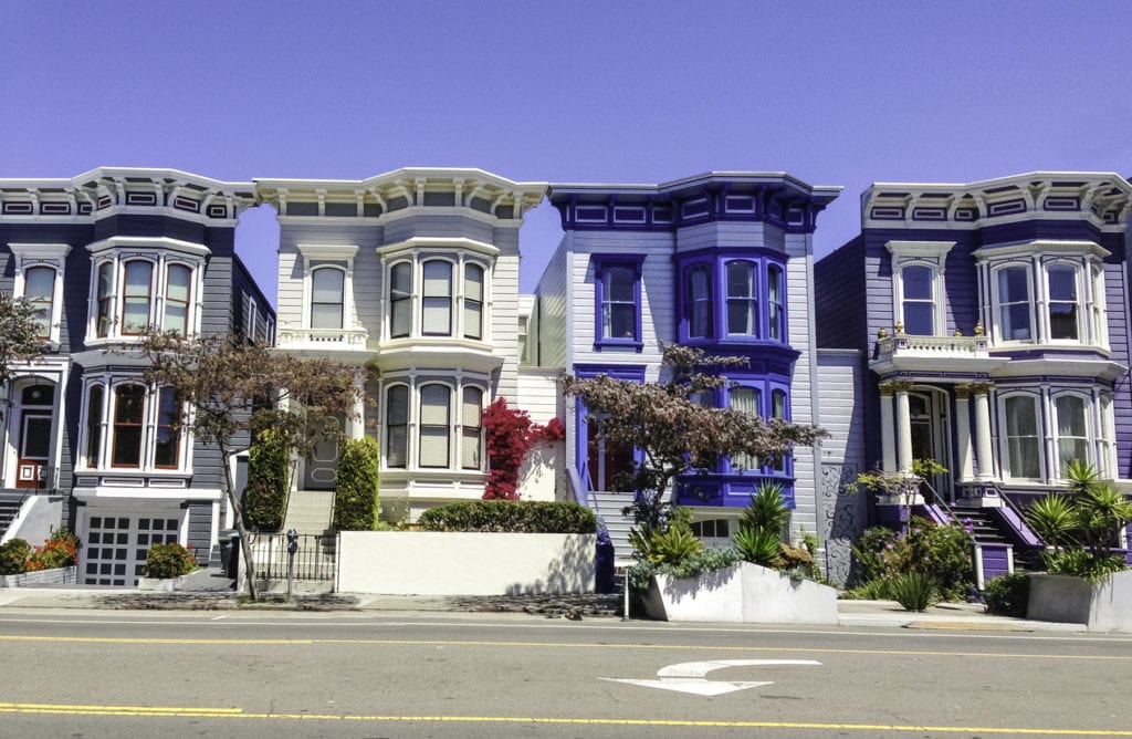 Vibrant colors of typical San Francisco houses