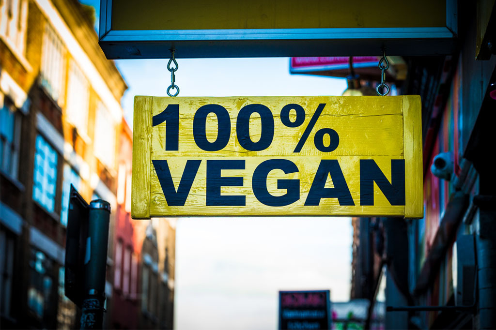 100% vegan sign board