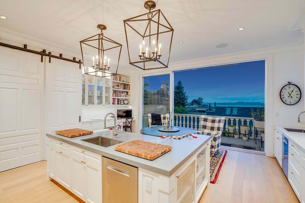 home kitchen center island with a beautiful outdoor view
