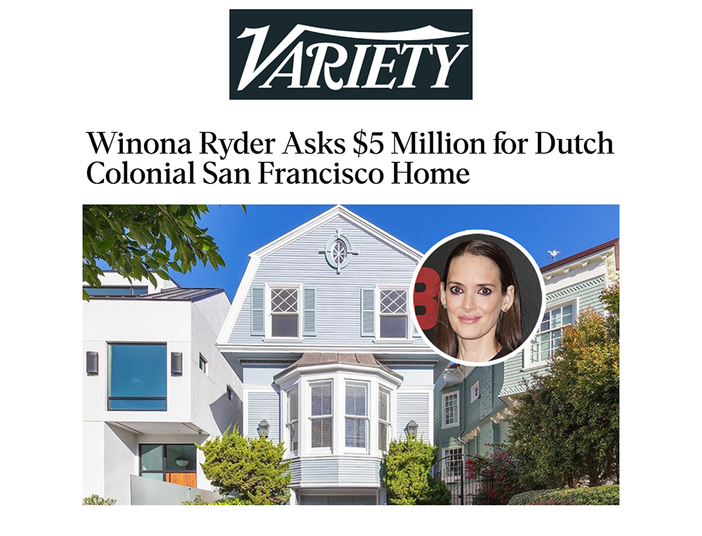 Winona Ryder Asks $5 Million for Dutch Colonial San Francisco Home
