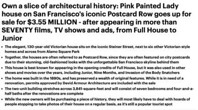 Pink Painted Lady House Goes Up for Sale