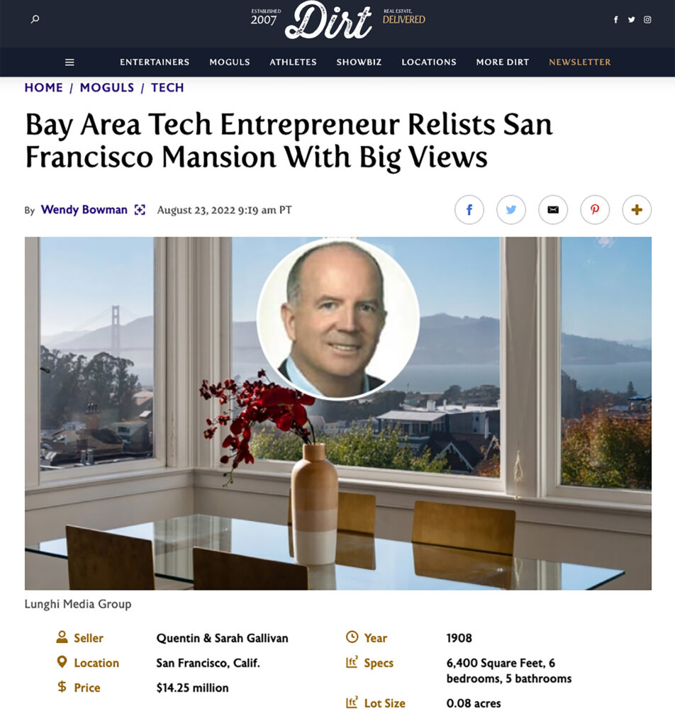 Bay Area Tech Entrepreneur Relists San Francisco Mansion with Big Views